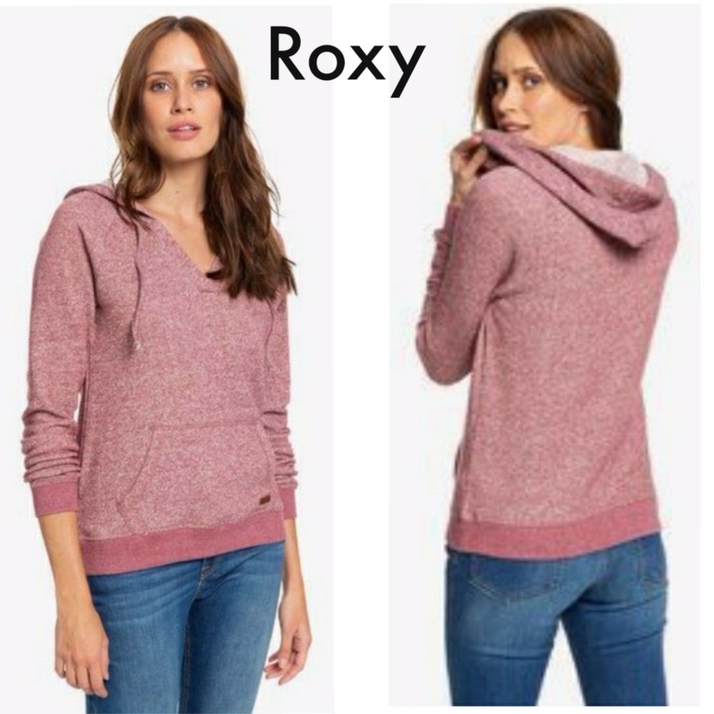 Roxy Lakeside Pullover Oxblood Red Hoodie w/ V-Neck & Kangaroo Pocket Sz Sm